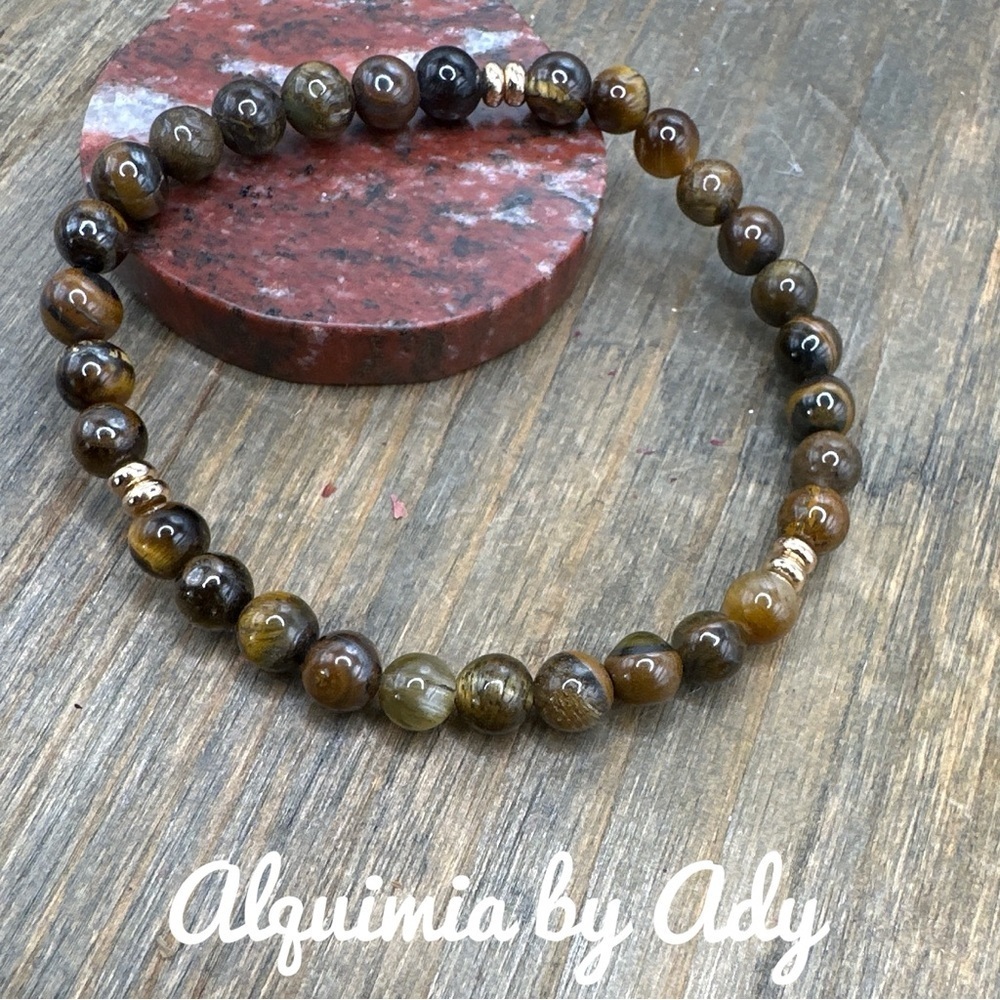 Tiger's eye beaded bracelet dainty 6mm